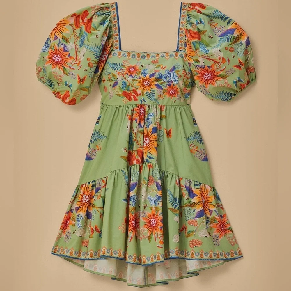 FARM Rio Green Floral Mini Dress - Picture 2 of 7